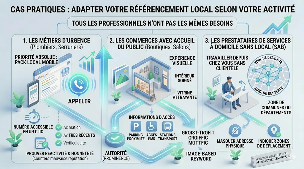 Infographie Cas Pratiques SEO Local adaptés selon votre activité