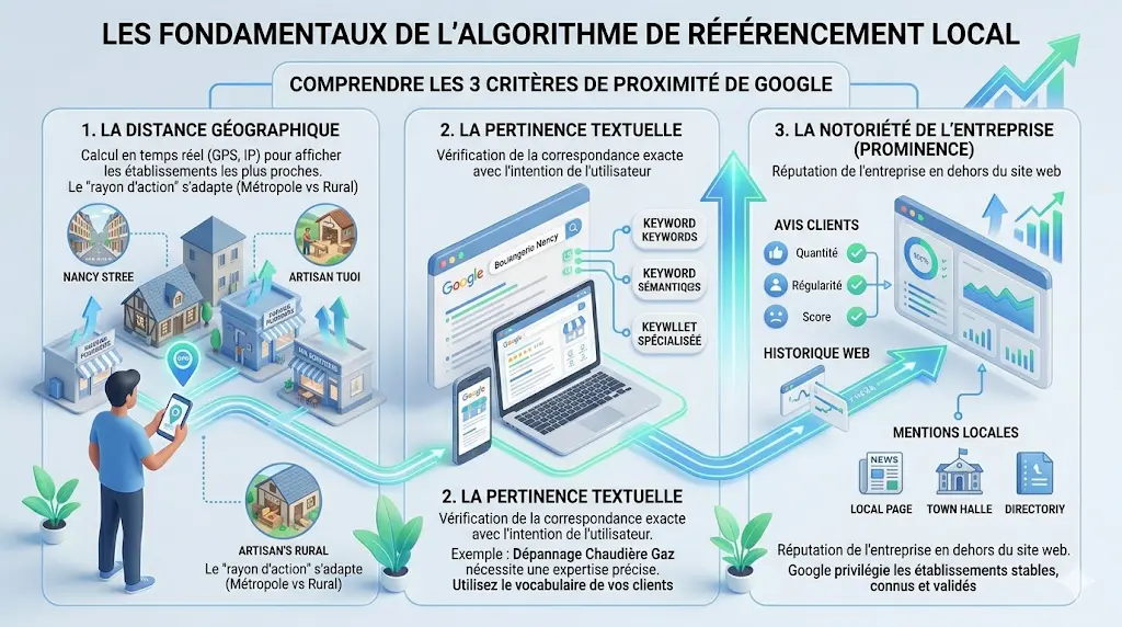 Infographie Fondamentaux de l'algorithme SEO Local