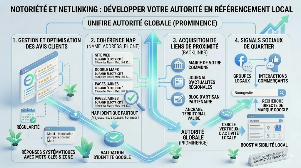 Infographie Notoriété et Netlinking Local pour l'autorité Google