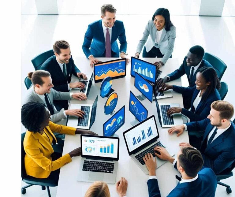 un groupe d'entrepreneurs en train de travailler sur leur transformation numérique